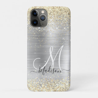 Chic brushed Metal silberne Imitate Glitzer Case-Mate iPhone Hülle