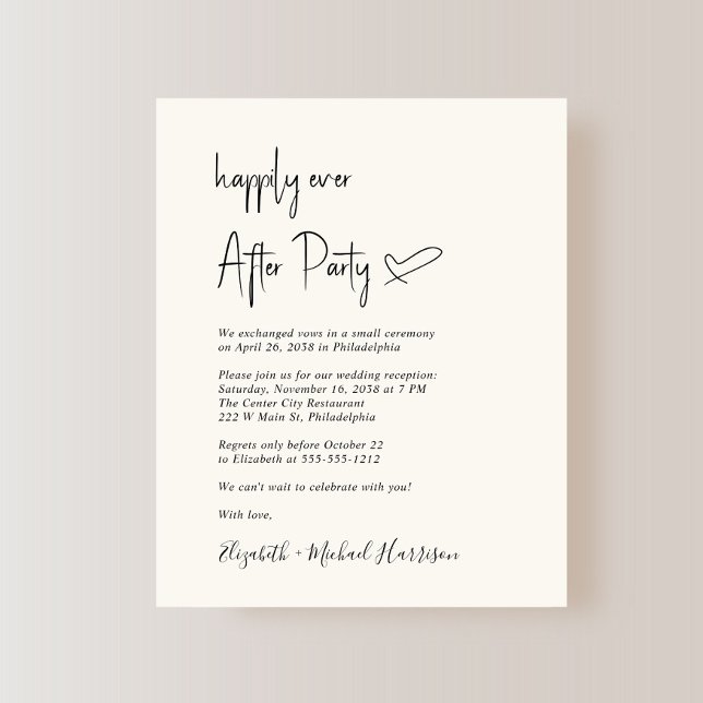 Chic Budget Cream Wedding Reception Einladung (Von Creator hochgeladen)