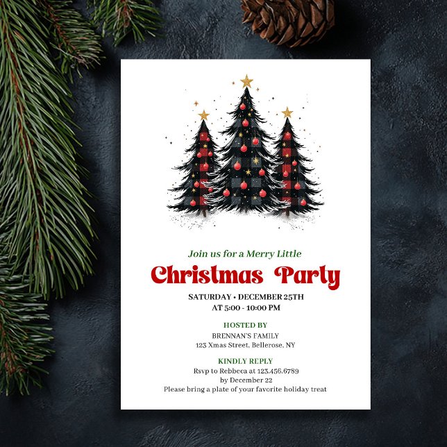 Chic Buffalo Check Festive Party Digital Invite Einladung (Chic Buffalo Check Festive Party Digital Invite)