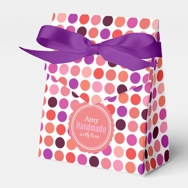 Chic bunt polka dots Muster monogramm Geschenkschachtel (Vorderseite)