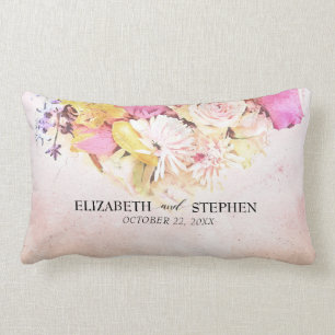 Chic bunte Wasserfarben Blumen Botanische Hochzeit Lendenkissen
