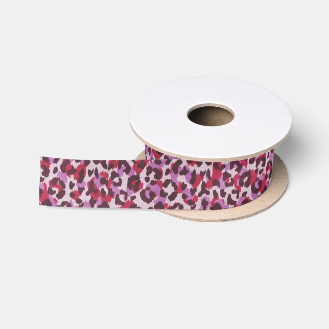 Chic buntes rotes lila Cheetah-Druckmuster Satinband (Spule)