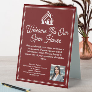 Chic Burgund Chic Immobilienunternehmen Open House Tischaufsteller