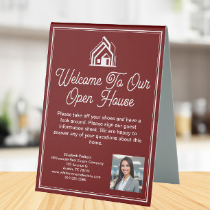 Chic Burgund Chic Immobilienunternehmen Open House Tischaufsteller