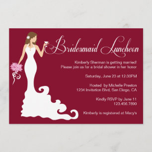 Chic Burgund Posh Bridesmaid Luncheon Einladung