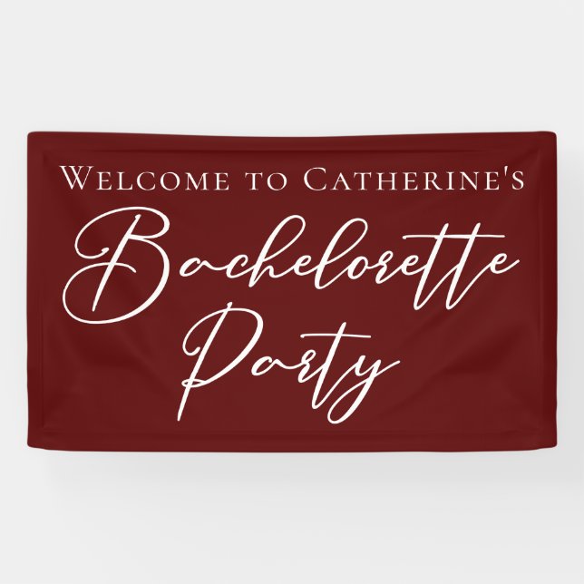 Chic Burgunder Junggesellinnenabschied Personalize Banner (Horizontal)