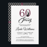 Chic Burgundy 60 und Sassy | 60. Geburtstagsparty Einladung<br><div class="desc">Das elegante Foto lädt Sie zum 60. Geburtstag ein und lassen Sie sich für Ihre 60. Geburtstagsfeier personalisieren. Die Wörter "60 und Sassy" in Schwarz und Bordeaux Glitzer sind Set mit moderner Typografie. Auf der Kartenrückseite ist ein geometrisches Schwarz-Weiß-Muster mit bordeauxroten Glitzer-Bändern. Wenn Sie Hilfe oder passende Produkte benötigen, kontaktieren...</div>
