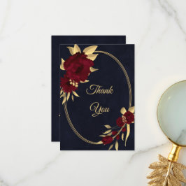 Chic burgundy and gold Marine Dankeskarte