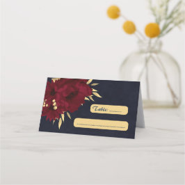 Chic burgundy and gold Marine Platzkarte