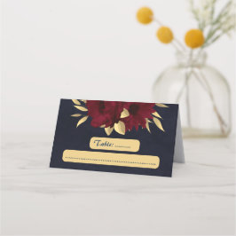 Chic burgundy and gold Marine Platzkarte