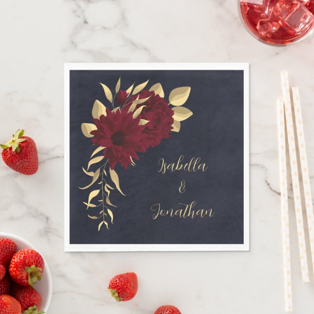 Chic burgundy and gold Marine Serviette (Beispiel)