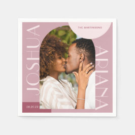 Chic Burgundy Arch Foto Wedding Serviette