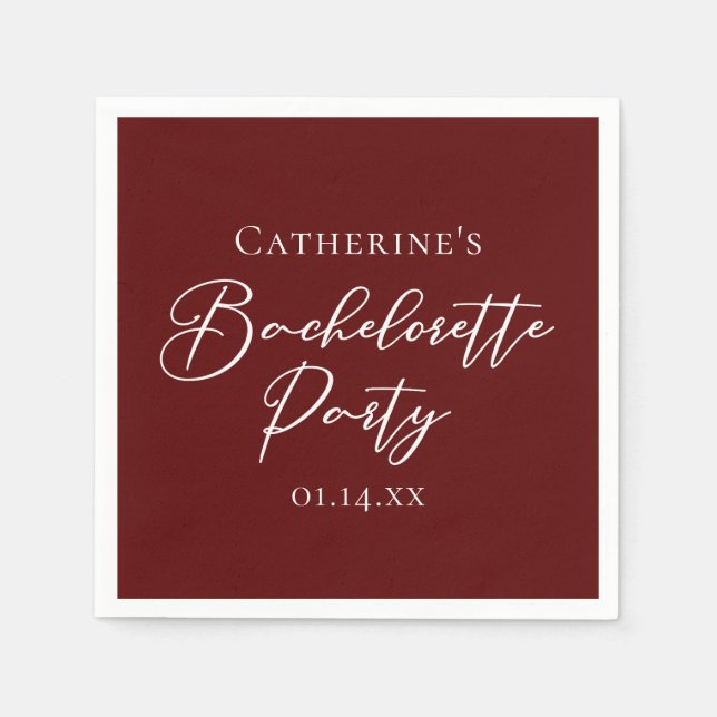 Chic Burgundy Bachelorette Party Personalized Serviette (Vorderseite)