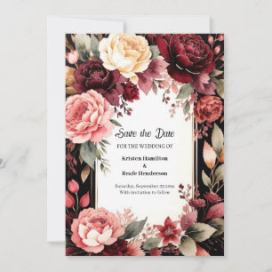 Chic Burgundy Beauty Save The Date