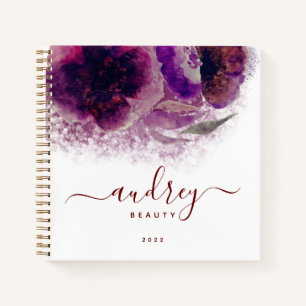 Chic Burgundy Bloral Signature Mit Monogramm Notizbuch