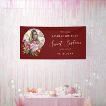 Chic Burgundy Blumenthema Foto Sweet 16