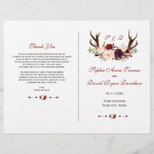 Chic Burgundy Blush Floral Antlers Programme de ma