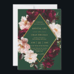 Chic Burgundy Blush Floral Peonies Emerald Wedding Einladung<br><div class="desc">Personalisieren Sie diese elegante Hochzeitseinladung einfach und schnell. Klicken Sie einfach auf die Schaltfläche Bearbeiten mit Entwurfswerkzeugen,  um den Text zu bearbeiten,  Schriftart und Schriftart zu ändern. Die Blume sind sehr realistisch,  bordeauxrot und rot,  vor einem smaragdgrünen Hintergrund. Matching-Elemente im Speicher verfügbar. c) Somerset Fine Paperie</div>
