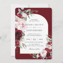 Chic Burgundy Blush Peonies Blumenarschenhochzeit Einladung