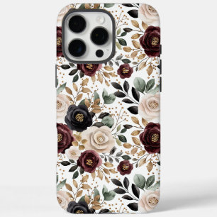 Chic Burgundy Cream Floral iPhone 16 Pro Max Hülle
