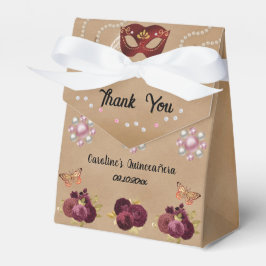 Chic Burgundy English Rose Quinceañera Masquerade Geschenkschachtel
