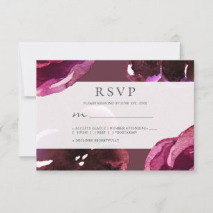 Chic Burgundy Floral Modern Wedding RSVP Karte