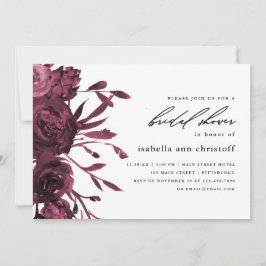 Chic Burgundy Floral Wedding Brautparty Einladung
