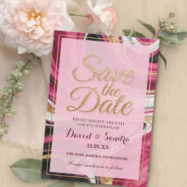 Chic Burgundy Gold Agate Marble Modern Wedding  Save The Date