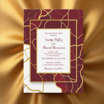 Chic Burgundy Gold Agate Marble Moderne Hochzeit