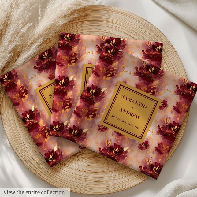 Chic Burgundy Gold Boho Wedding Cloud Napkins Serviette (Chic Burgundy Gold Boho Wedding Cloth Napkins)