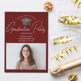 Chic Burgundy Graduate Foto Graduate Party Einladung