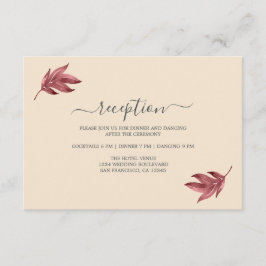 Chic Burgundy Leaf Elfenbeinküste Minimale Hochzei Begleitkarte