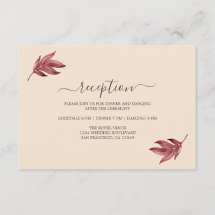 Chic Burgundy Leaf Elfenbeinküste Minimale Hochzei Begleitkarte