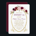 Chic Burgundy Marsala Floral Fall SWEET 16 Einladung<br><div class="desc">Einzigartiges, romantisches, elegantes Design für ein besonderes Ereignis! Dieses Design verfügt über ein Vintages Imitat vergoldeten Glitzer Rahmen, zwei goldene Ecke geblüht Ornamente (in einer Herzform), zwei vergoldete blüh-Trennlinien und prächtige Aquarellfarben-Blume auf dem Rahmen. Verwenden Sie das Tool Anpassen, um Ihre Informationen hinzuzufügen. Für mehr, besuchen Sie bitte meine Burgund...</div>
