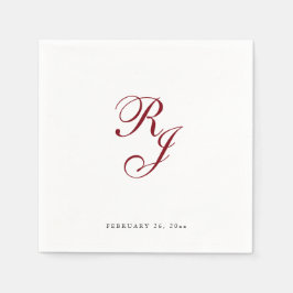 Chic Burgundy Monogram Wedding Napkins Serviette
