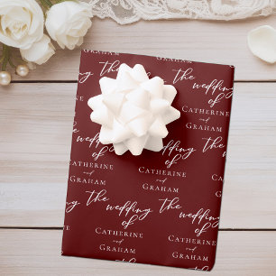Chic Burgundy Personalisiert Wedding Geschenkpapier Set