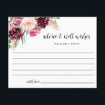 Chic Burgundy Pink Blush Ratschläge, Nun wünscht K<br><div class="desc">Elegante "Advice and Well Wishings"-Karte mit wunderschönen Aquarelltönen in Blumentönen in einer Mischung aus Bordeaux, Rosa, Rosa, Rosa, Rosa, Beere und Lila und modernen handgeschriebenen Kalligrafiedetails. Design koordiniert unsere "Romance Floral" Hochzeit und Brautdusche Einladungen. Möglichkeit, Textabschnitte nach Ihren Wünschen anzupassen. Option zum Ändern des Textstils, der Textgröße oder -position durch...</div>