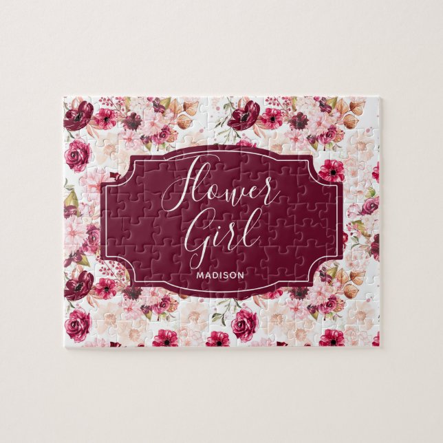 Chic Burgundy & Pink Watercolor Blumenmagazin (Horizontal)