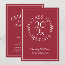 Chic Burgundy Red Class of 2025 Graduation Party