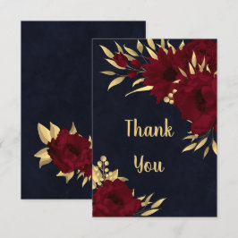 Chic burgundy und Gold Marine danke Ihnen Karte