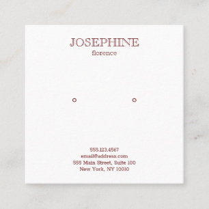 Chic Burgundy und White Stud Earring Quadratische Visitenkarte