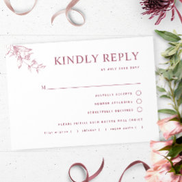 Chic Burgundy White Wedding mit/ohne Mahlzeit RSVP Karte