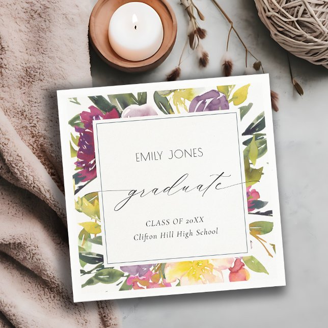 Chic Burgundy Yellow Pink Foto Abschluss Serviette (Von Creator hochgeladen)