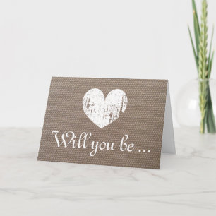 Chic burlap Will you be my bridesmaid request card Einladung