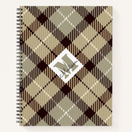 Chic Burlywood Gray Kariert Tartan Personalisierte Notizbuch