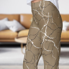 Chic Burlywood und Schwarz-weißes Fracture-Muster Leggings