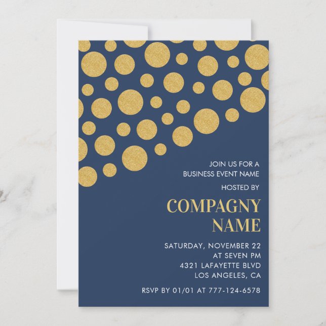 Chic Business partie invitation Gold Navy (Devant)