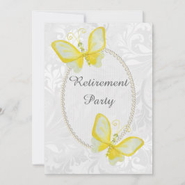 Chic Butterflies Damask Rentirement doppelseitig Einladung