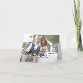 Chic Calligrafy Foto Wedding Danke Cards