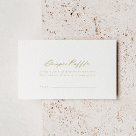 Chic Calligrafy Gold Diaper Raffle Ticket Begleitkarte